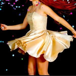 Un Deux Trois Fit and Flare Satin Party dress